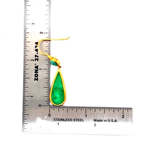 Carved Green Lady/Turquoise Earrings - Picture 4 of 5